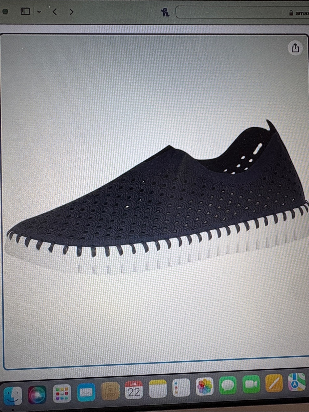 Ilse Jacobsen Navy Perforated Slip-On Flat with White Sole